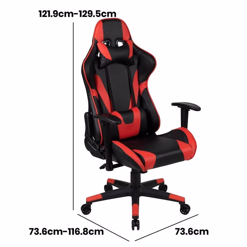 VOGREX X20 Black and Red Faux Leather Gaming Chair with Adjustable Headrest and Armrests – 2
