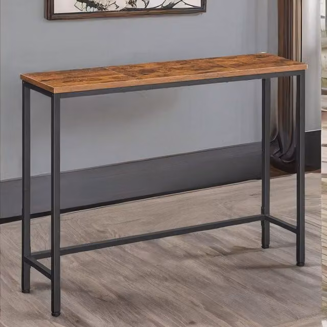 Rafaelo Mobilia Industrial Rustic Console Table in Dark Brown, W: 100 cm, H: 75 cm, D: 24 cm