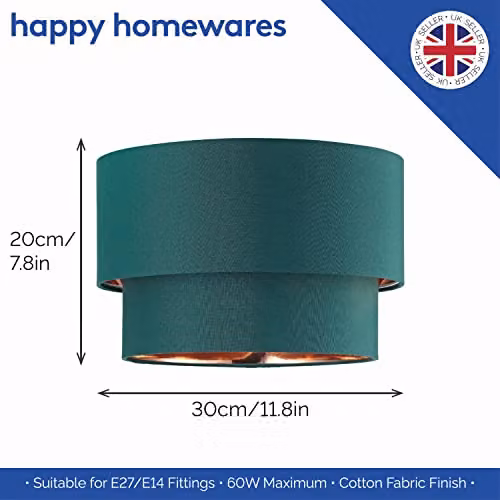 Happy Homewares Modern Round Green Fabric Ceiling Pendant Lamp Shade with Copper Inner, W/D/H: 20 x 20 x 30 cm – 4