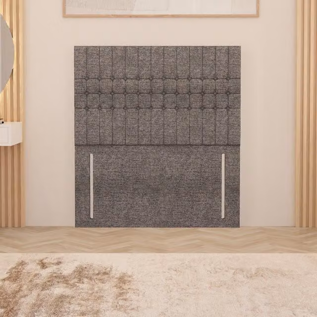 Somnior Beds Ltd Lexington Tweed Fabric 54 inch Floor Standing Upholstered Headboard in Grey/Silver Superking