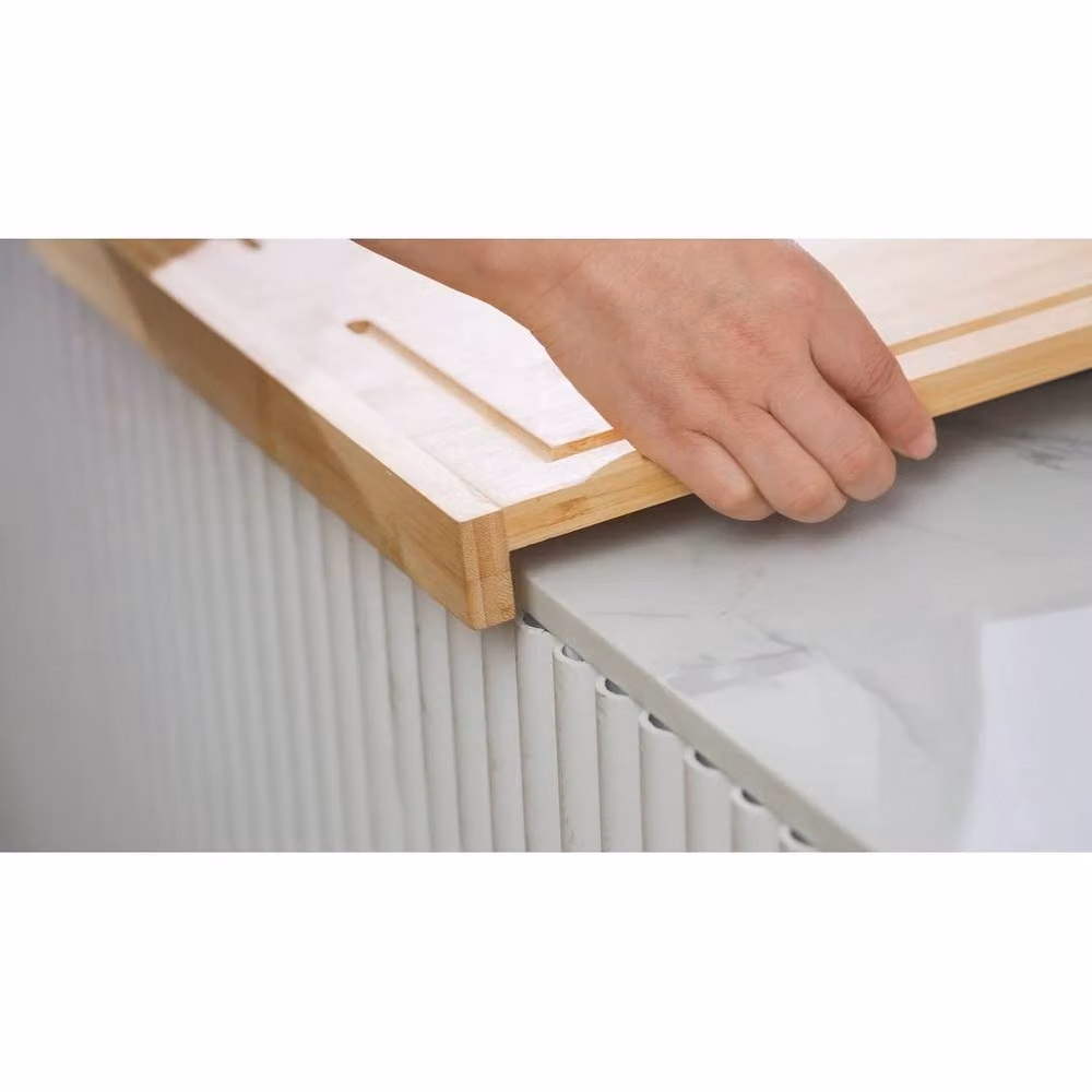 FORGEVIO Beige Bamboo Counter Edge Chopping Board with Groove – 3