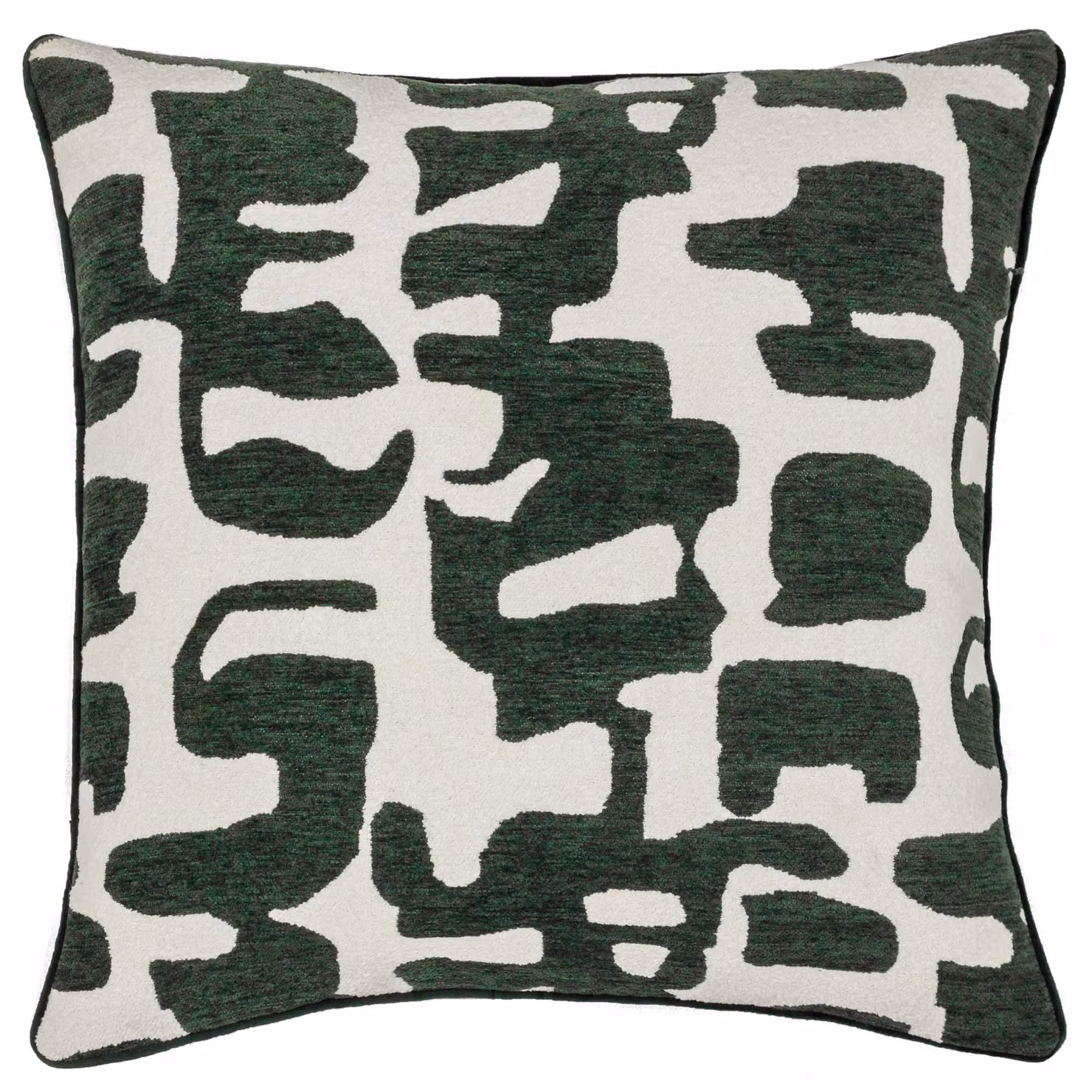 HOEM Caval Abstract Piped Green Chenille and Boucle Square Cushion, W/D/H: 50 x 50 x 50 cm – 2