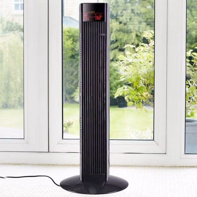 Neo Black Tower Fan with Remote Control and Oscillation