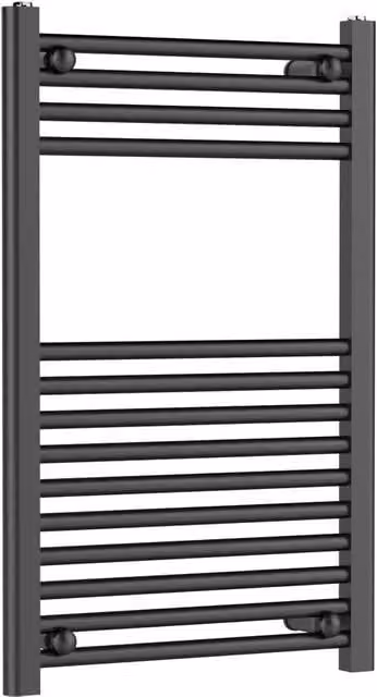 Balterley Anthracite Grey Round Straight Towel Radiator, W: 50 cm, H: 80 cm