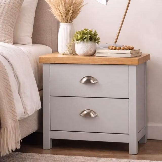 Spot on Dealz Modern Grey Bedside Table with 2 Drawers