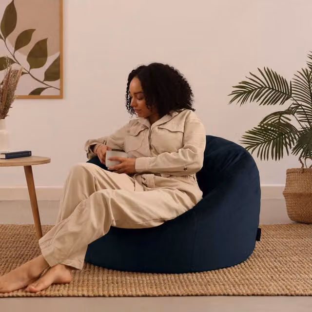 ICON Kingston Classic Velvet Bean Bag in Midnight Blue