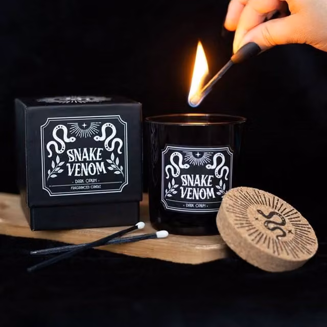 Uniqueful Snake Venom Dark Opium Black Pillar Votive Candle