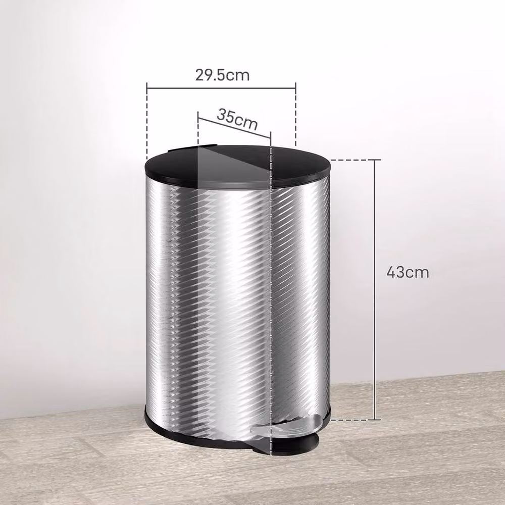 KORVIXA 20L Stainless Steel Fingerprint-Proof Pedal Bin in Silver – 2