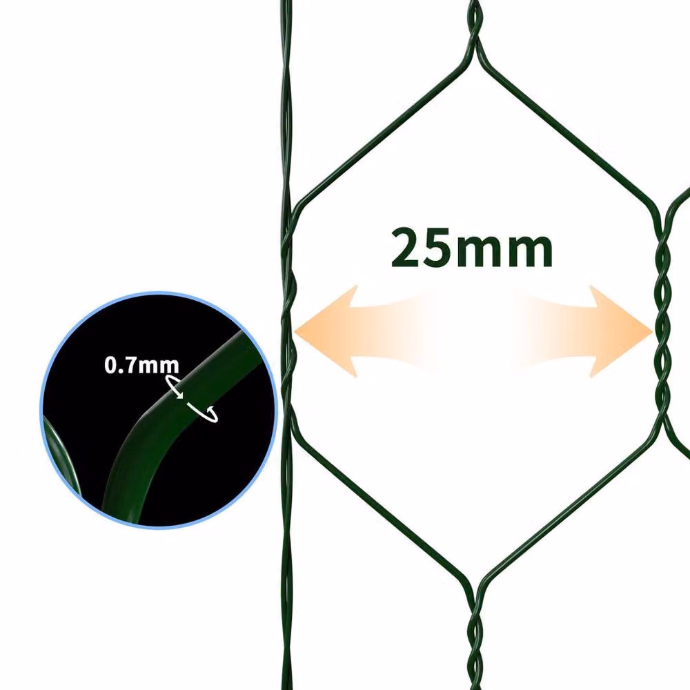 FLAVORA Green PVC Coated Hexagonal Mesh Chicken Wire, W: 60 cm, L: 5 m – 2
