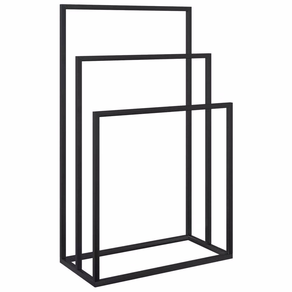 Berkfield Home Premium Freestanding Metal Towel Rack in Black, W/D/H: 48 x 24 x 79 cm – 3