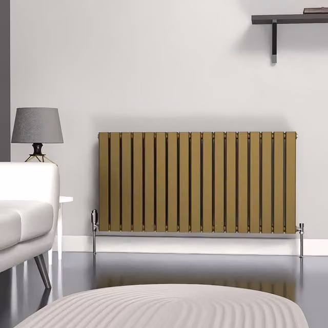 Lux Heat Wall Mounted Steel Radiator in Gold, W: 119 cm, H: 60 cm