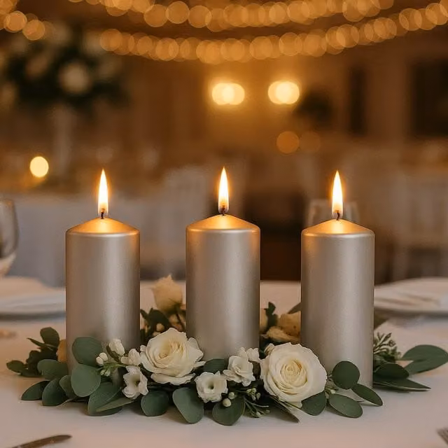 Marco Paul Classic Unscented Large Pillar Candle Set in Silver