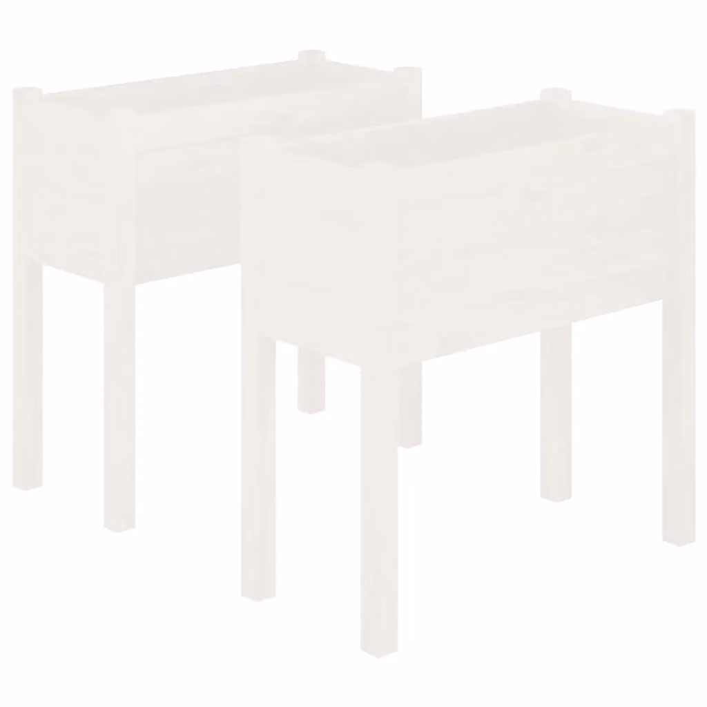 Berkfield Home Garden White Solid Pinewood Planter Tubs, 2 Pack, H 70 cm x W 31 cm x D 70 cm – 2