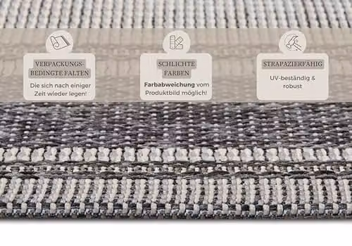 Hanse Home Cast Modern Pattern Bordered Indoor and Outdoor Rug, Beige and Grey, W: 120 cm x D: 60 cm – 2