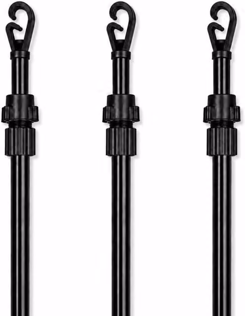 FLAVORA 3-Piece Telescopic Extendable Outdoor Washing Line Prop in Black, W/D/H: 240 x 15 x 100 cm – 1