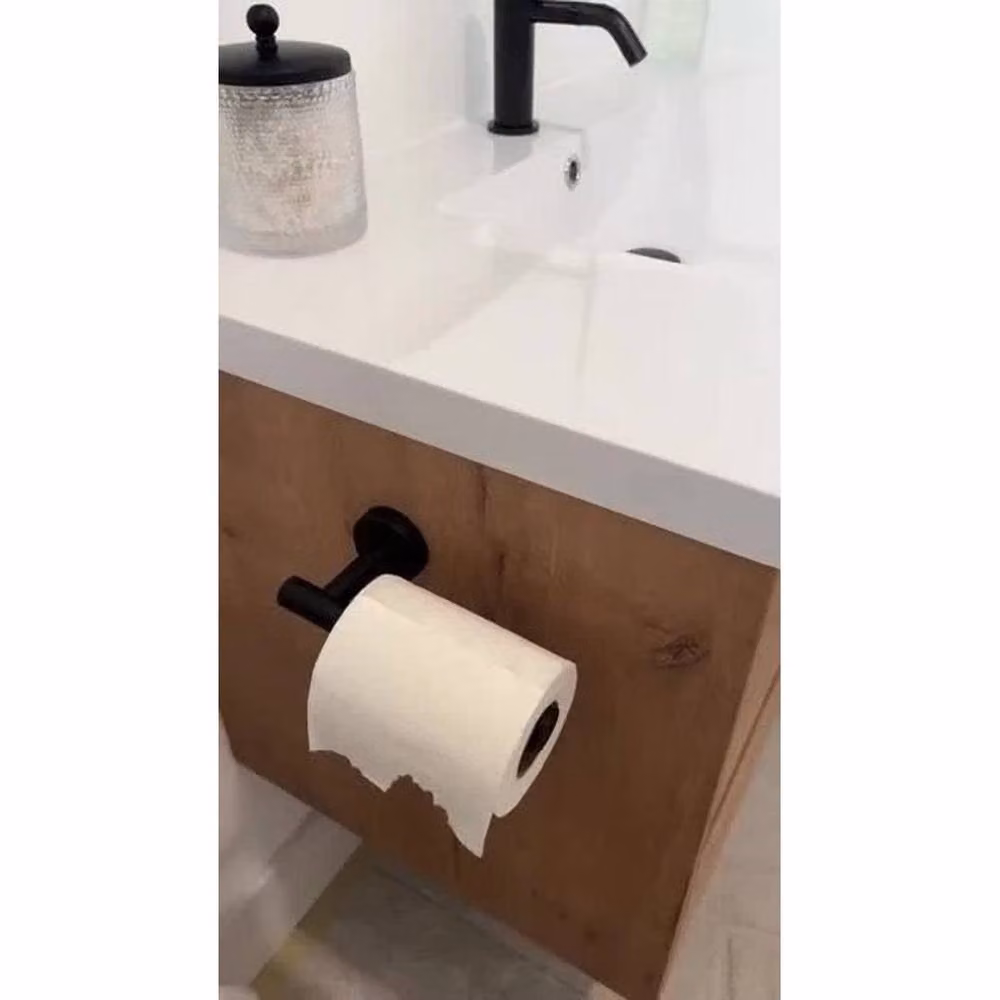 FLAVORA Wall Mounted Toilet Roll Holder Bar in Black, Width: 180 cm, Height: 180 cm – 6