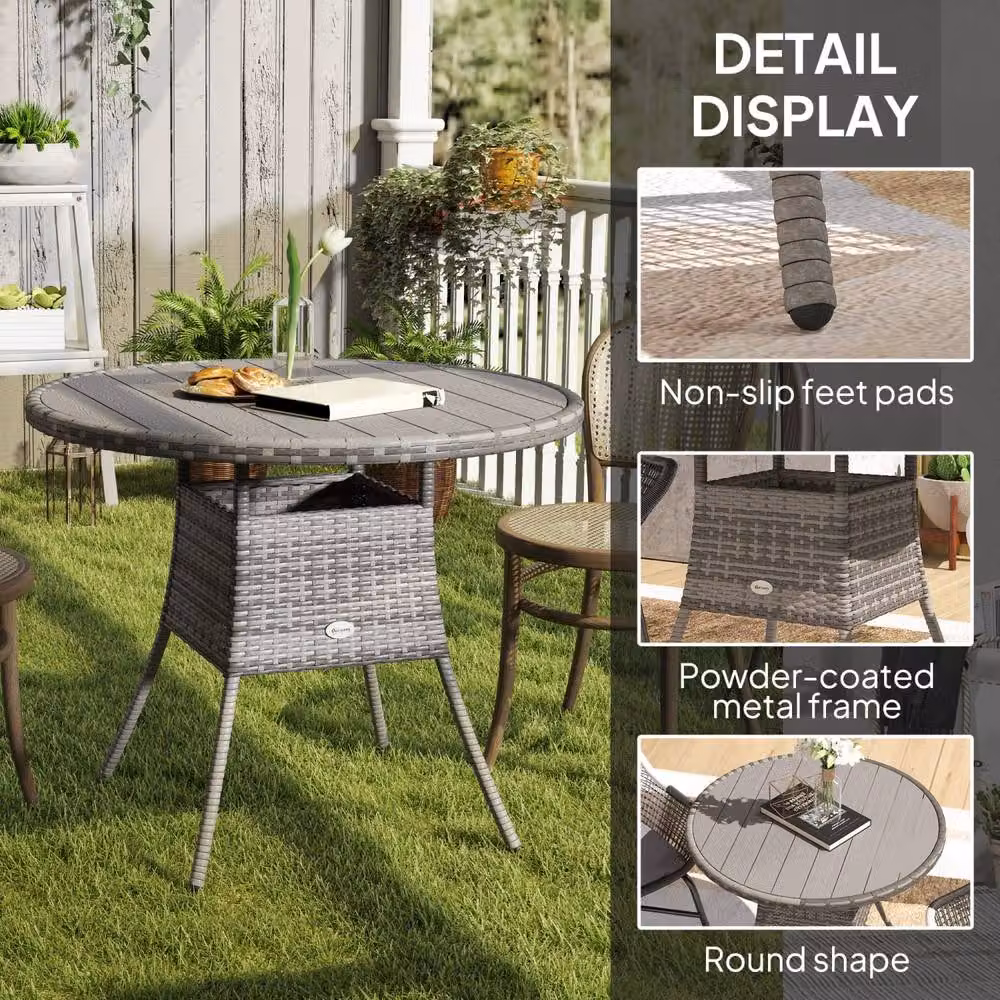 Wyld Haus Ladido Grey Rattan and Wood Effect Outdoor Dining Table, W: 90 cm – 5