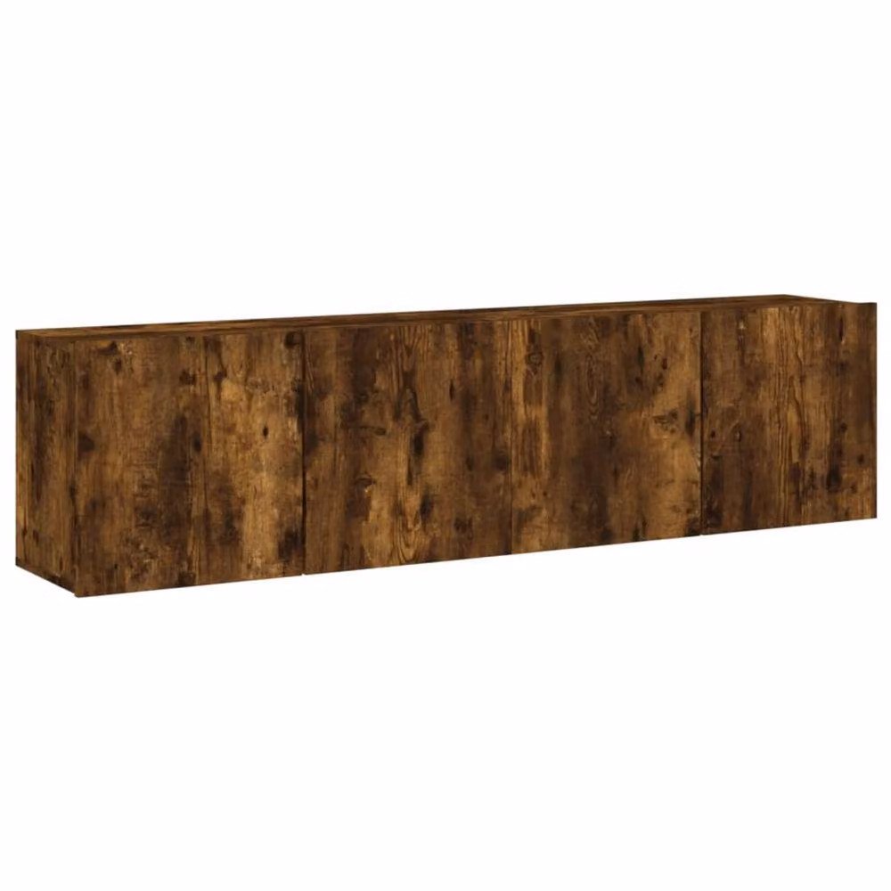 Berkfield Home Set of 2 Wall-mounted TV Cabinets in Smoked Oak Brown, W/D/H: 80 x 30 x 41 cm – 2
