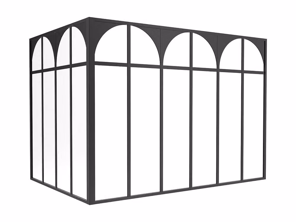 Vente-unique Art Deco Angled Studio Glass Roof in Black Powder-Coated Aluminium – 2