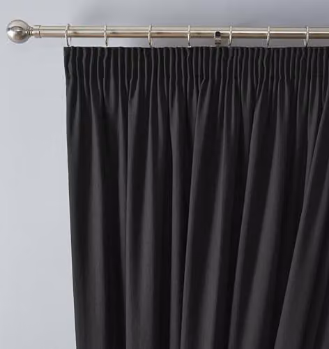 Fusion Blackout Pencil Pleat Thermal Curtains, Black, 2 Panels, W: 183 cm, H: 229 cm – 2