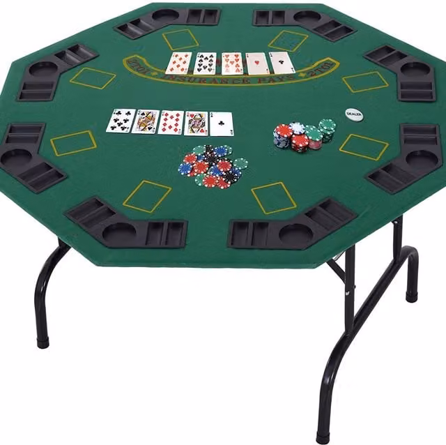 HOMCOM 8 Player Foldable Poker Table in Green and Black, W/D/H: 120 x 120 x 75 cm