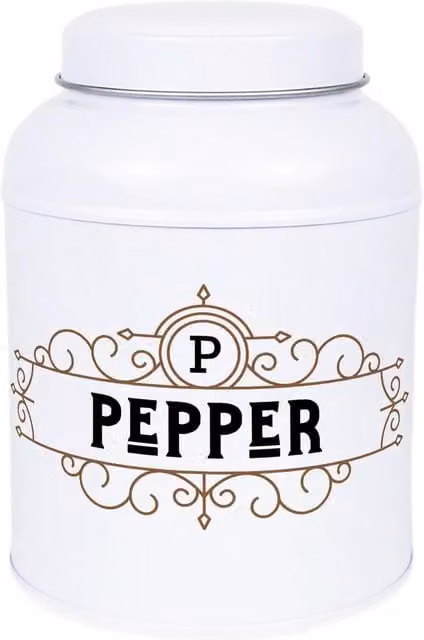 Purely Home Vintage Small Domed Metal Pepper Canister, White, 600ml