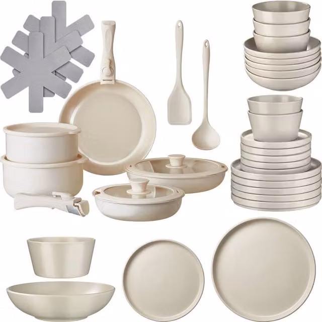 tectake Una/Genua Kitchen Starter Set in Multicolour Ceramic and Stoneware