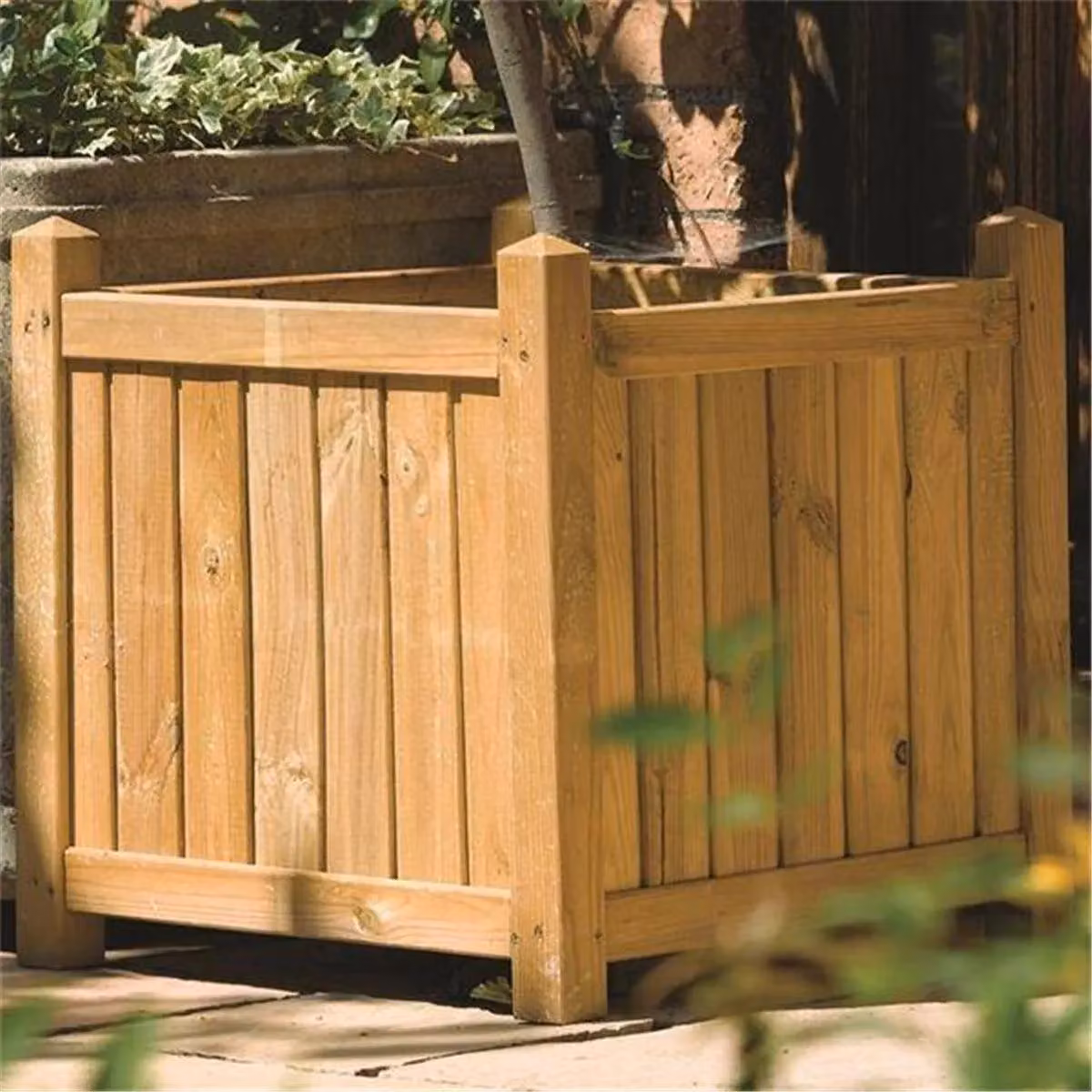Cheshire Deluxe Square Wood Planter in Brown – 2
