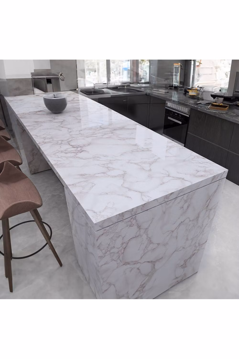 Living and Home Arabescato Corchia Marble Self-adhesive Vinyl Wallpaper, White, W: 0.6 m, L: 10 m – 2
