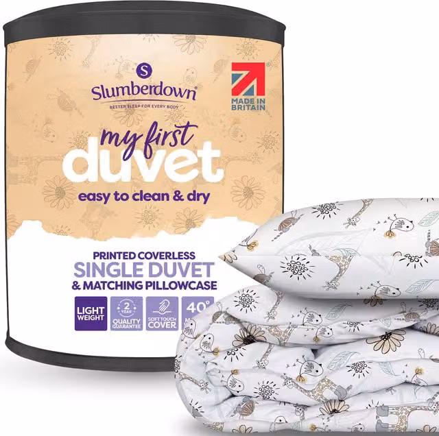 Slumberdown Kids Animal Print Coverless Comfort 4.5 Tog Duvet in White