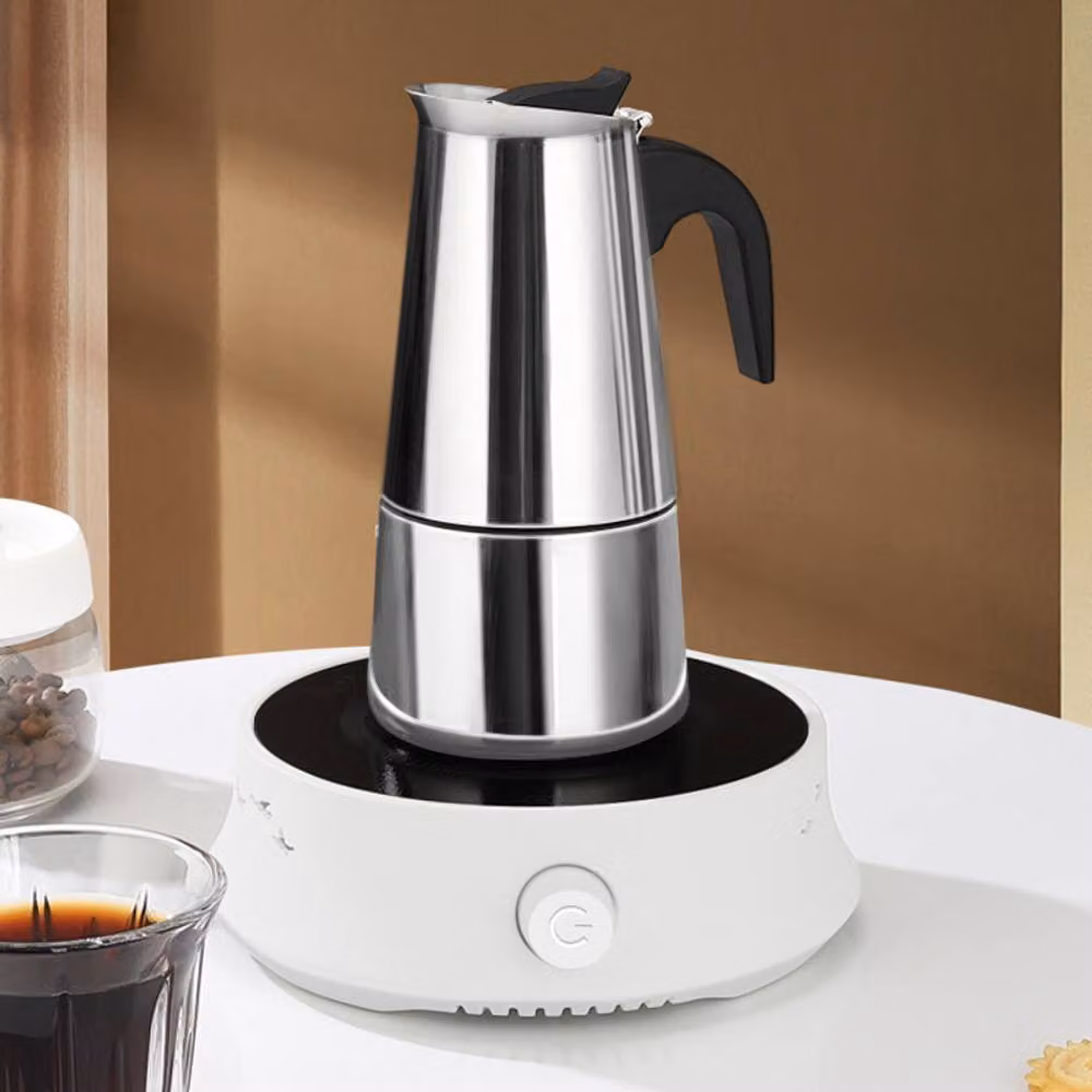 Living and Home Silver Italian Moka Pot Stovetop Espresso Maker, 100ml and 200ml – 10