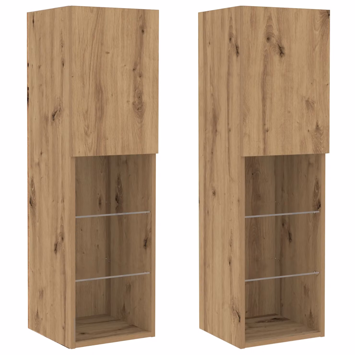 Berkfield Home Set of 2 Modern Wall Mounted TV Cabinets in Artisan Oak Brown with Integrated LED Lighting, W/D/H: 80 x 30 x 30 cm – 3