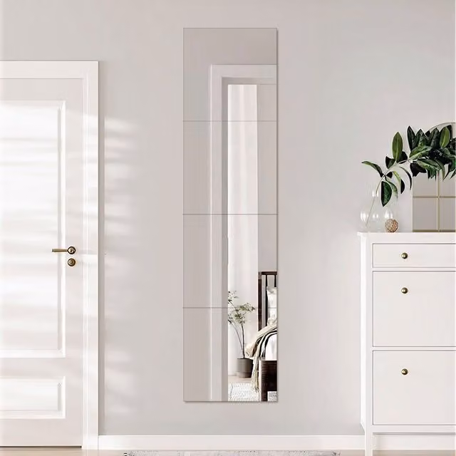 Lifeideas 4-piece Square Acrylic Self Adhesive Wall Mirror Tiles in Transparent White
