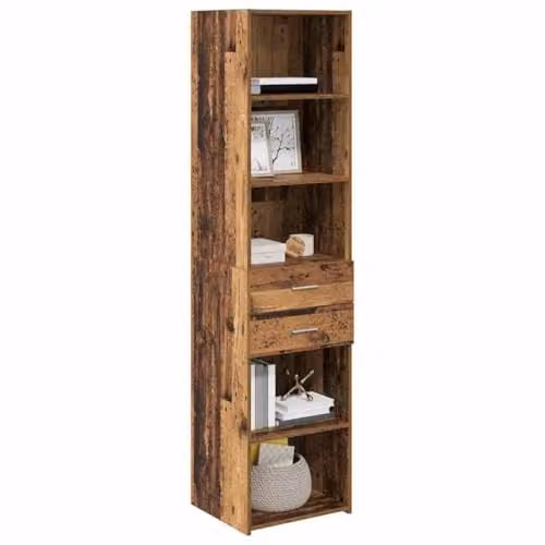 vidaXL Modern Highboard in Old Wood Brown, W/D/H: 45 x 42.5 x 185 cm