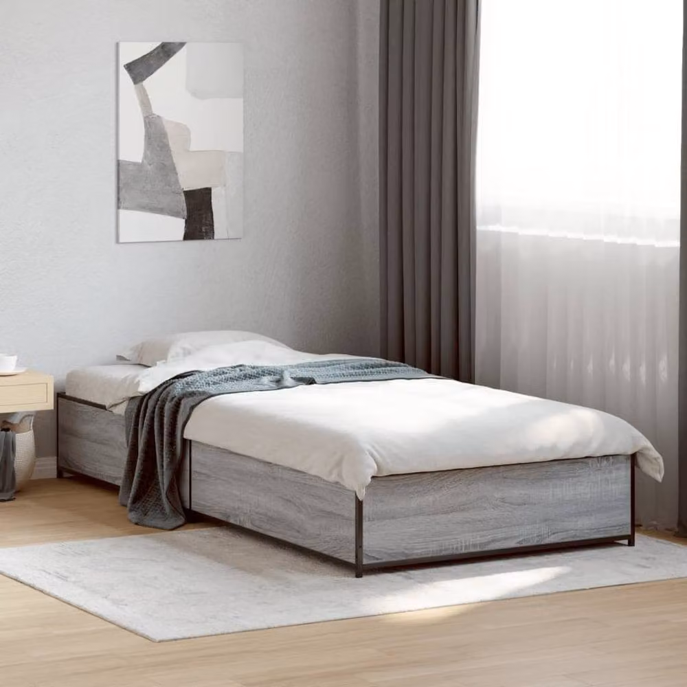 Berkfield Home Sonoma Single Bed Frame in Grey, W/D/H: 90 x 190 cm – 2
