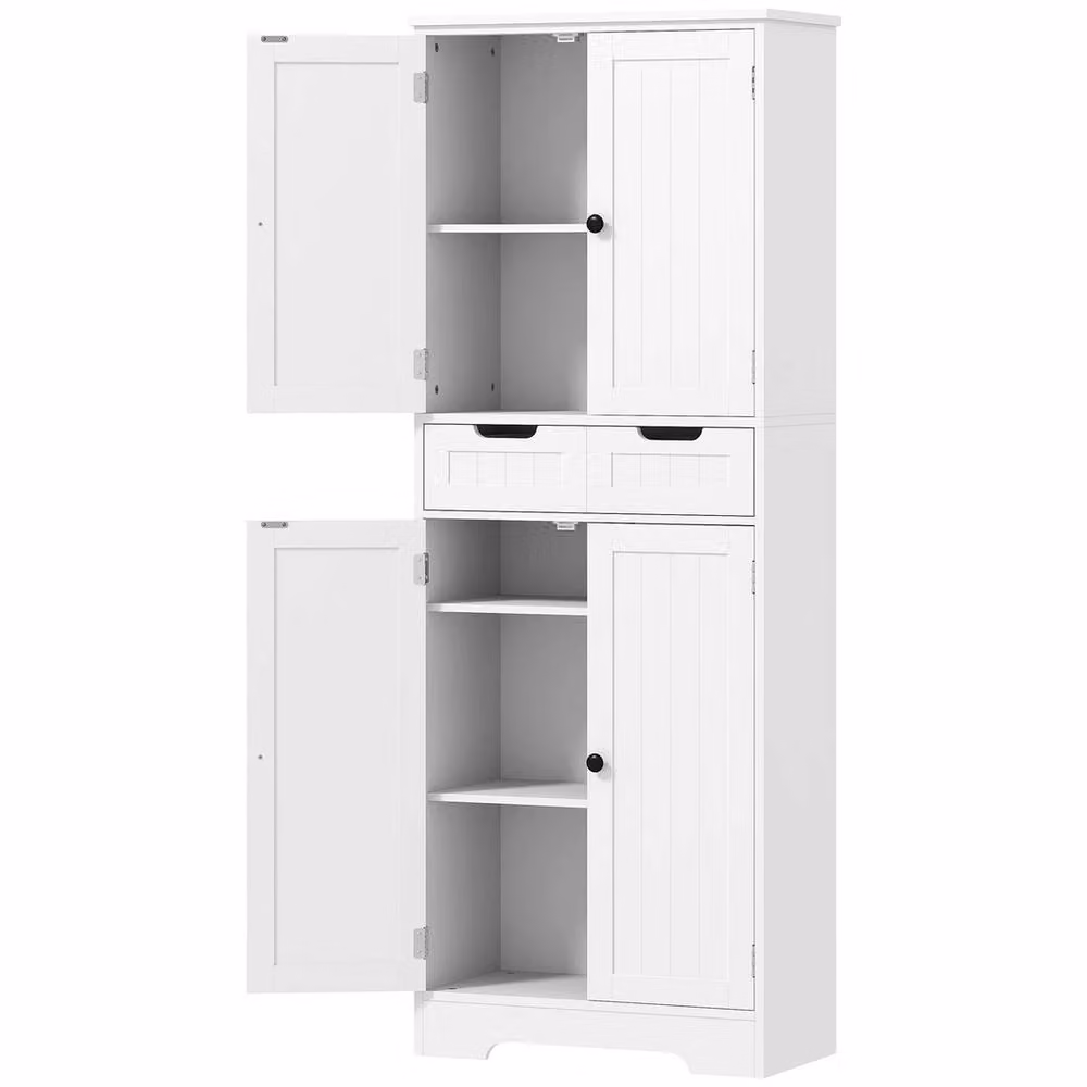 FORGEVIO Tall White Bathroom Storage Cabinet with Internal Drawers and Shelves – 3