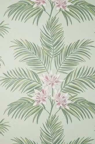 Fine Decor Bali Tropical Floral Botanical Washable Wallpaper in Sage Green