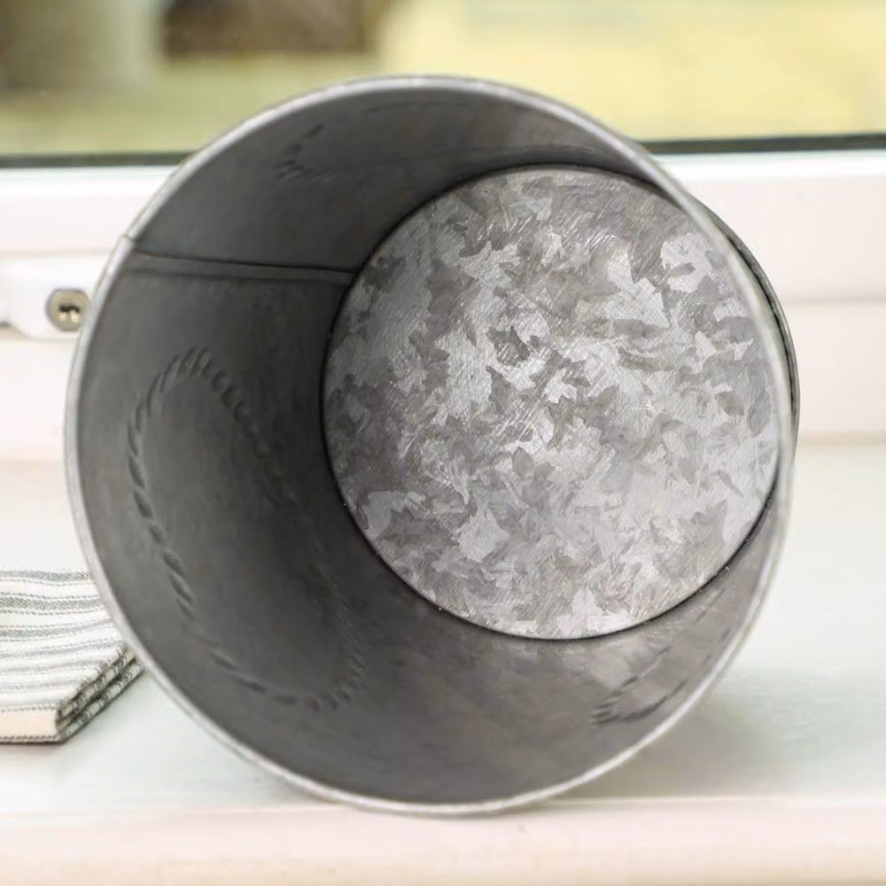 Dibor Vintage Zinc Love Heart Flower Planter Pot in Grey, H 14 cm, Dia 15.5 cm – 4