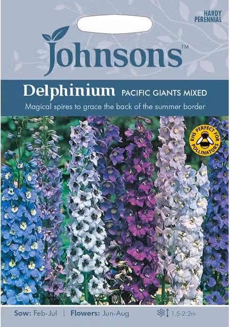 Johnsons Delphinium Pacific Giants Mixed Colour Ornamental Garden Flower Seeds