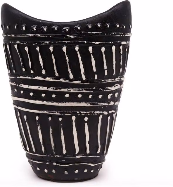 KDMK Lombok Chocolate Swirls Shaped Ceramic Vase in Brown and Black