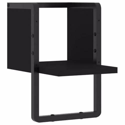 vidaXL Wall Mounted Shelf with Bar in Black, W/D/H: 20 x 25 x 30 cm – 1