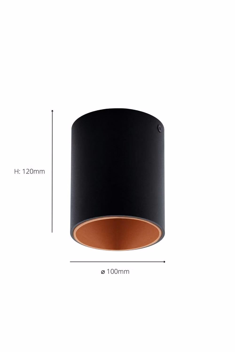 Eglo Polasso Modern Cylindrical LED Ceiling Light in Black and Copper – 3