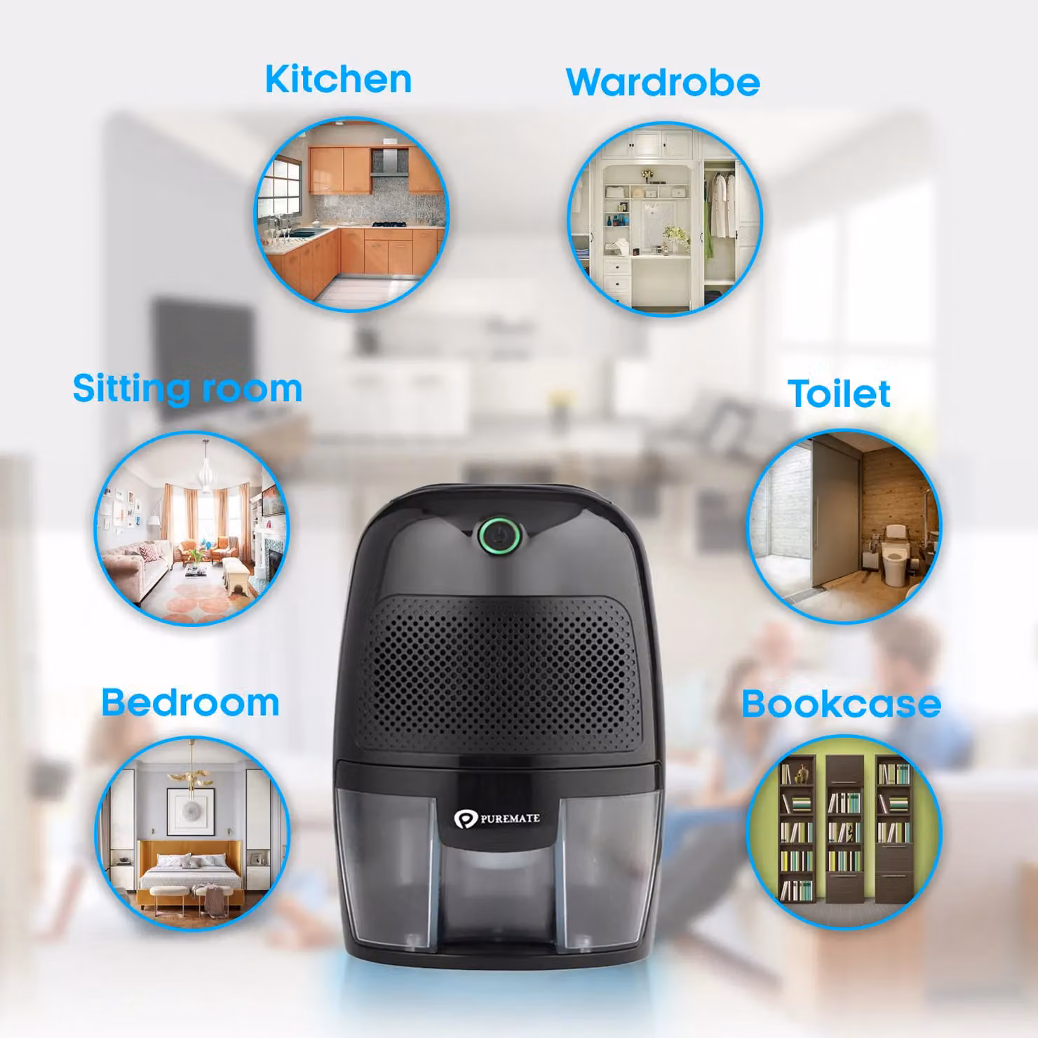 PureMate Compact and Portable Mini Dehumidifier, 600ml, Black – 6