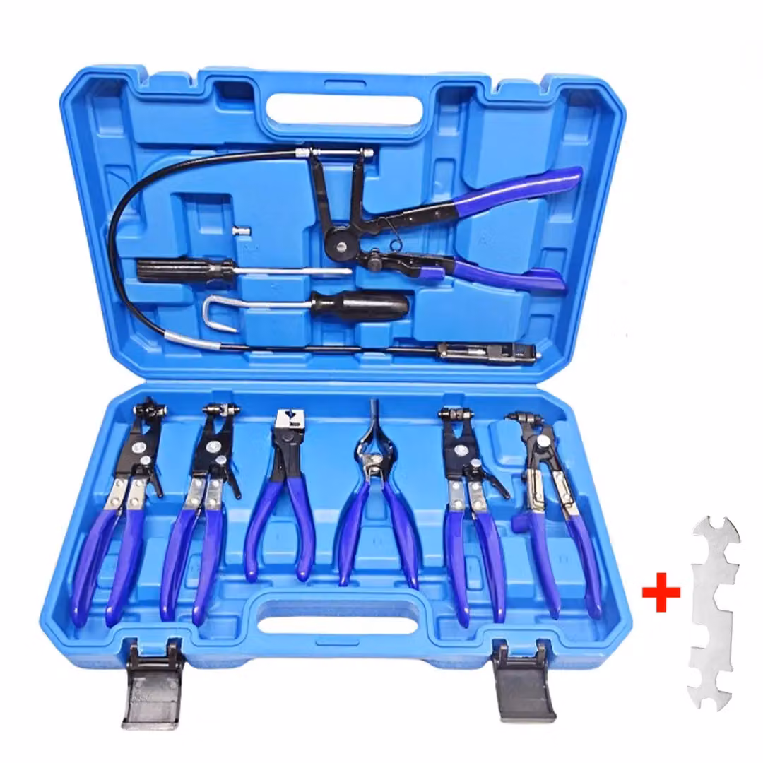 Hinsinc Blue Locking Automotive Hose Clamp Pliers with Swivel and Flat Angled Jaws – 3