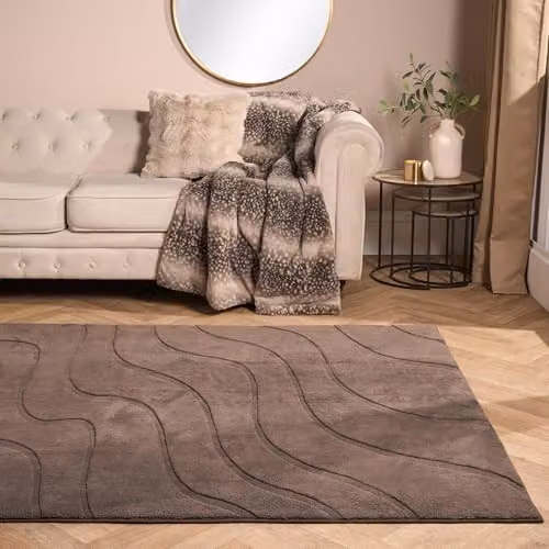 OHS Contour Tufted Modern Living Room Rug in Coffee, W/D/H: 80 x 150 cm – 1
