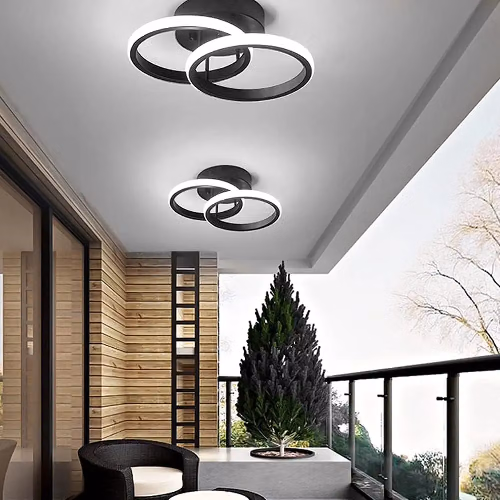 COMELY Modern LED Ring Ceiling Light in Black with 6500K Cool White Light – 2