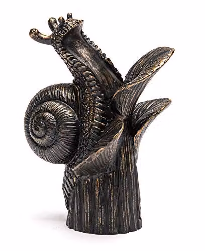 Jardinopia Snail On Hosta Cane or Stake Topper in Bronze, W6 x D5 x H8.5 cm – 2