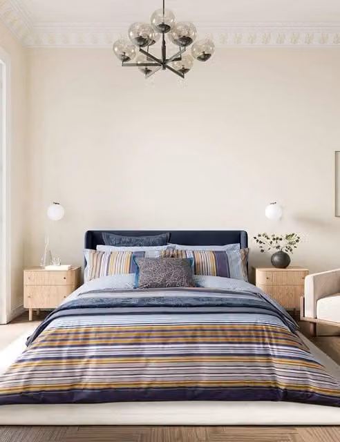 Bedeck of Belfast Aldin Striped Pure Cotton Bedding Set, Multicolour, 180 x 200 cm
