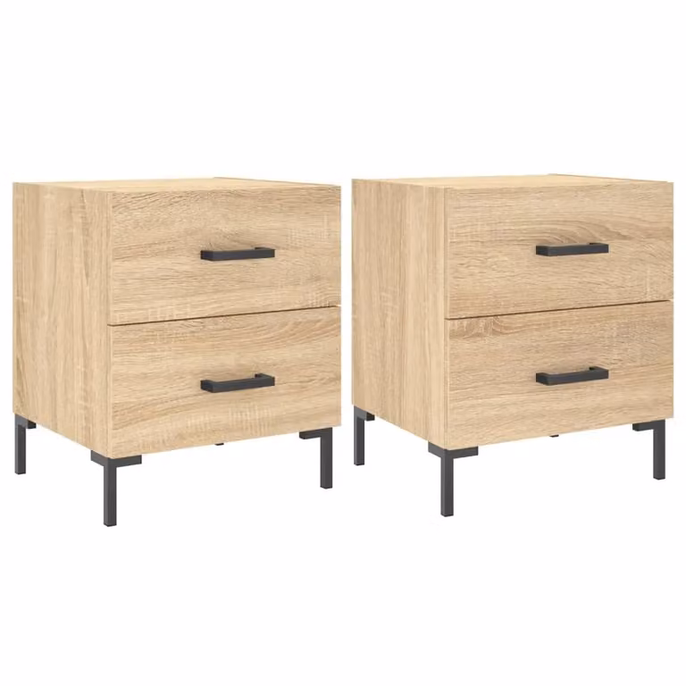 Berkfield Home Set of 2 Sonoma Oak Bedside Cabinets in Brown, W/D/H: 40 x 35 x 47.5 cm