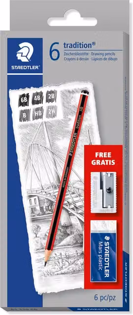 Staedtler Tradition Multicolour Graphite Sketching Pencils, Pack of 6